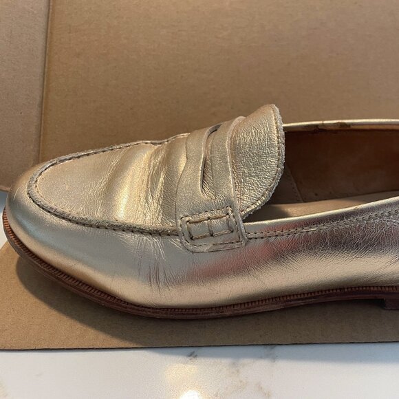 J. Crew Ryan Penny Loafer, Gold, Size 8 - Picture 1 of 4
